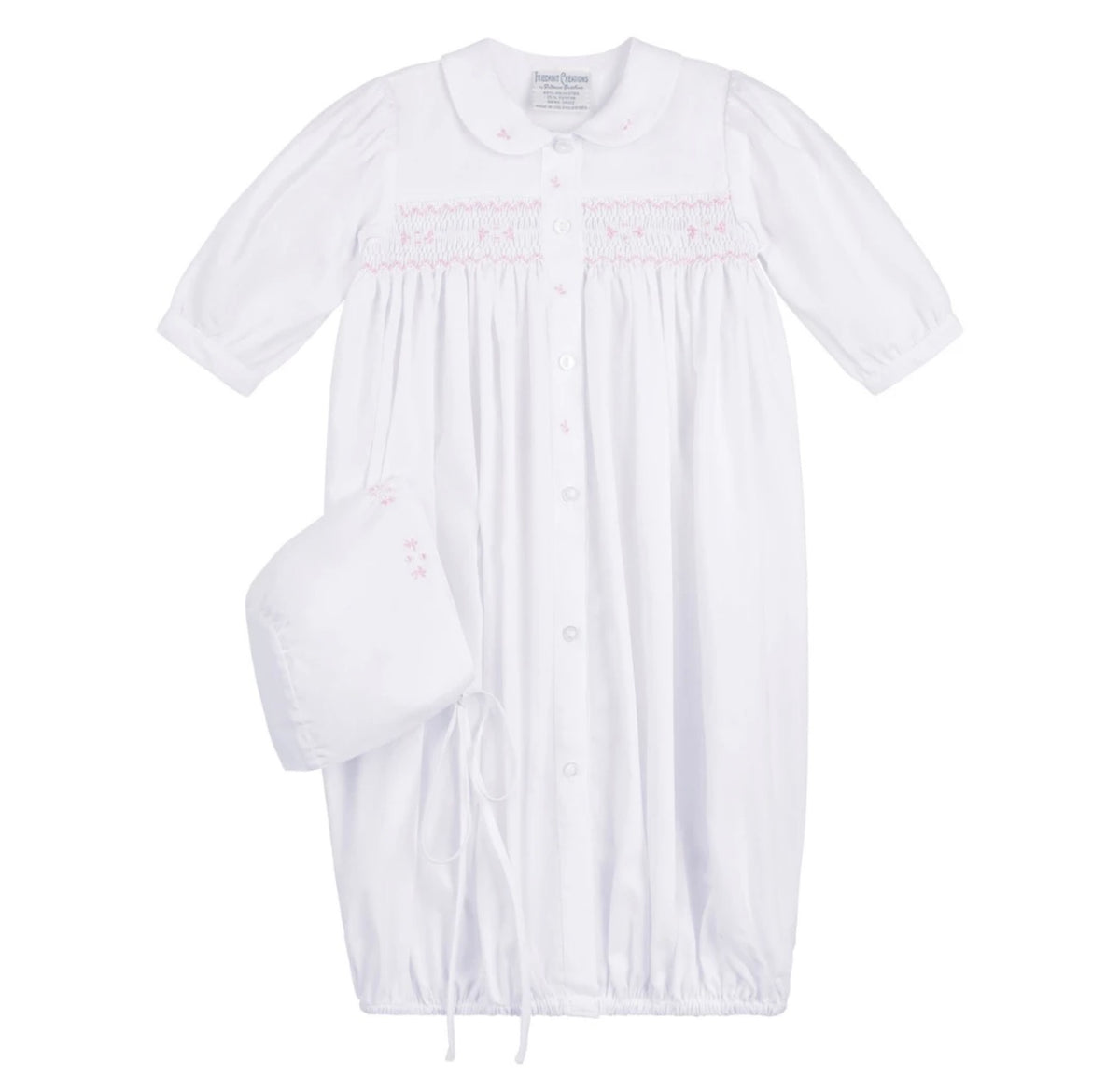 Preemie Girls Smocked Bud Take Me Home Gown With Bonnet