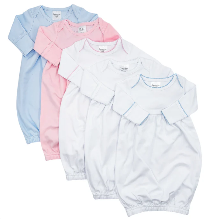 Organic Cotton Picot Trimmed Baby Gowns