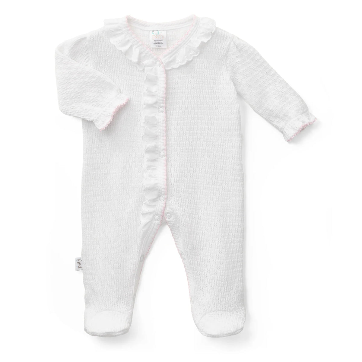 Paty Knit Romper with Swiss Floral Trim