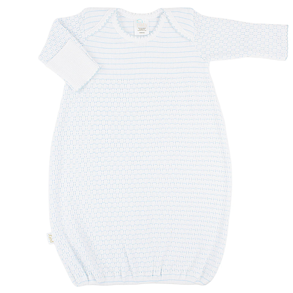 Paty Knit Overlap Shoulder Pinstripe Gown