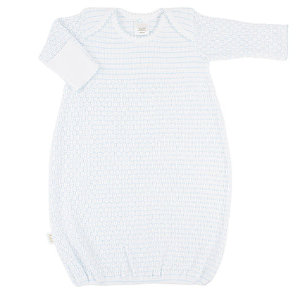 Paty Knit Overlap Shoulder Pinstripe Gown