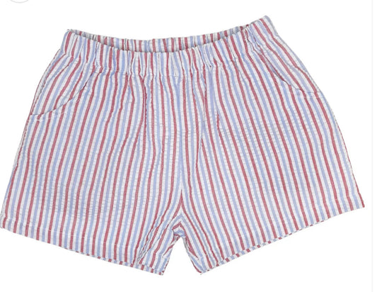 Red, White, and Blue Seersucker Shorts