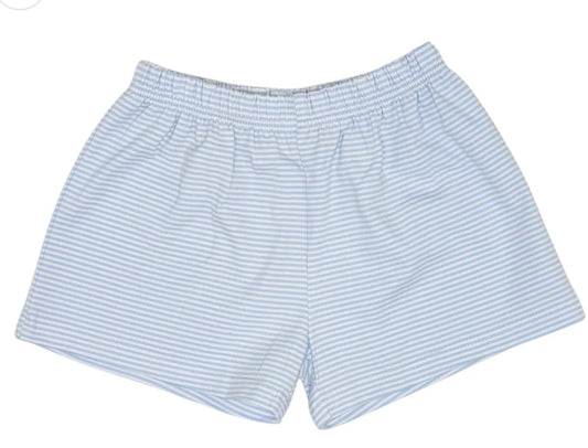 Light Blue and White Striped Shorts