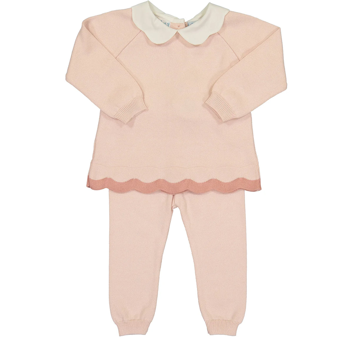 Scalloped Contrast Trim Knit Set