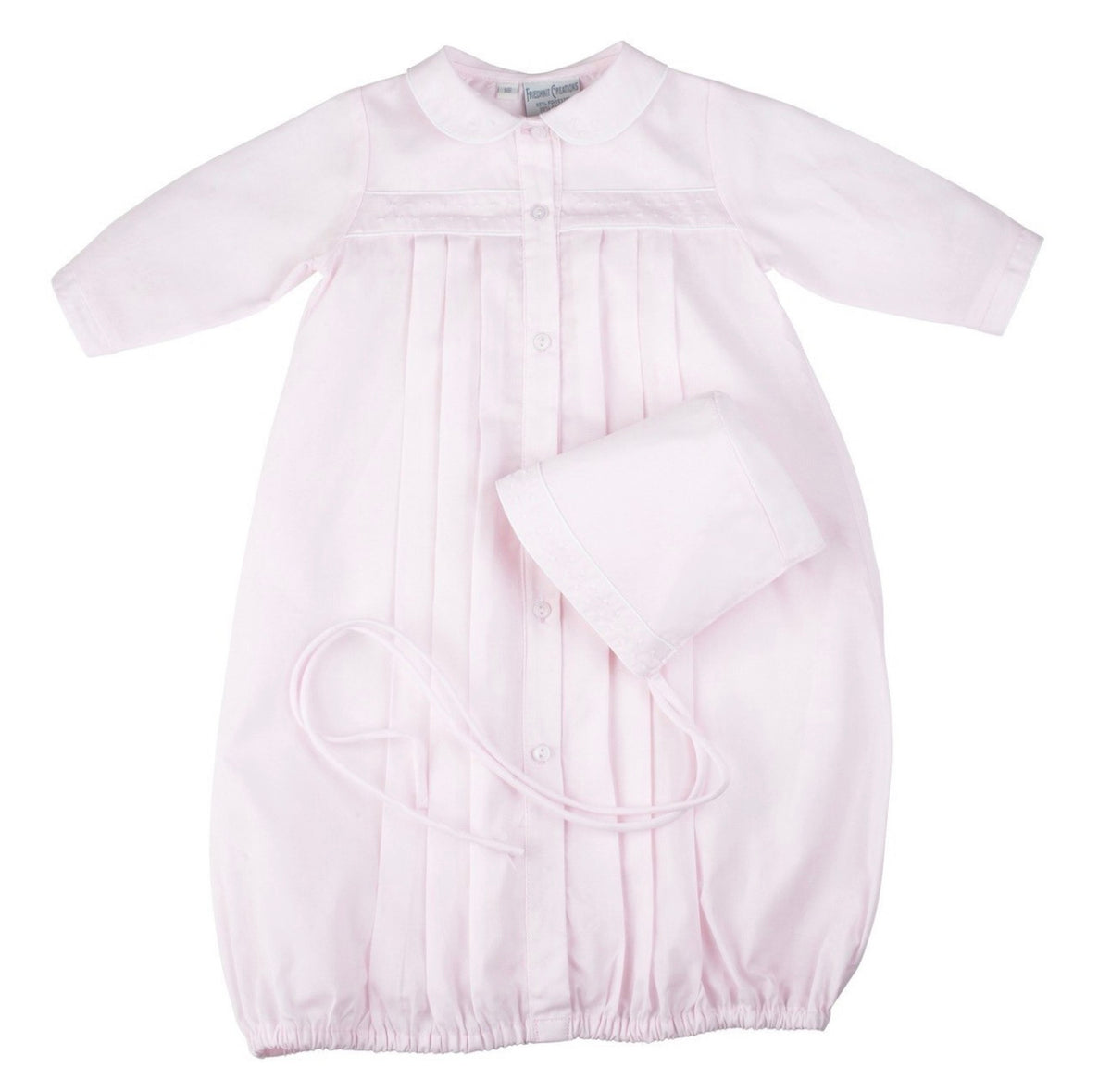 Girls Dot Embroidered Take Me Home Gown with Bonnet