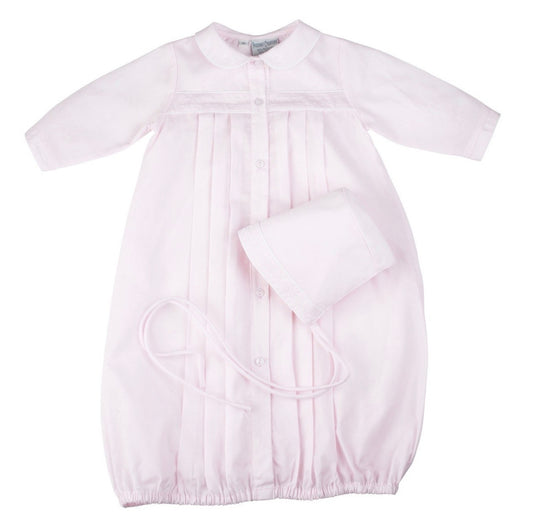 Girls Dot Embroidered Take Me Home Gown with Bonnet