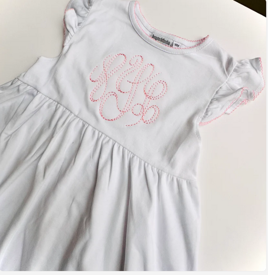 Picot Trim Flutter Sleeve Dress