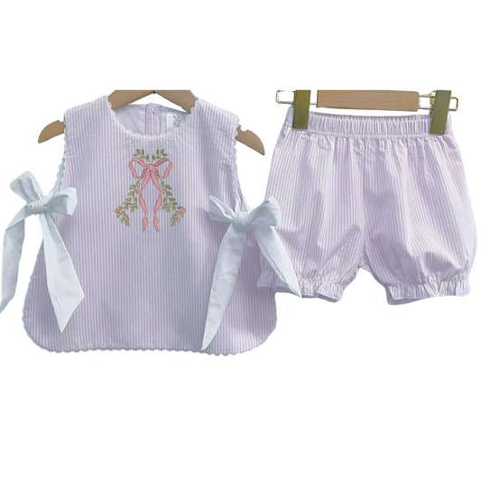 Pink Seersucker Apron Set